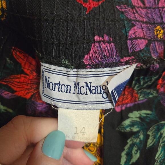 Vtg Norton McNaughton Paisley Multicolor Midi Skirt 14 Fall Moody Floral Stretch - Picture 4 of 6